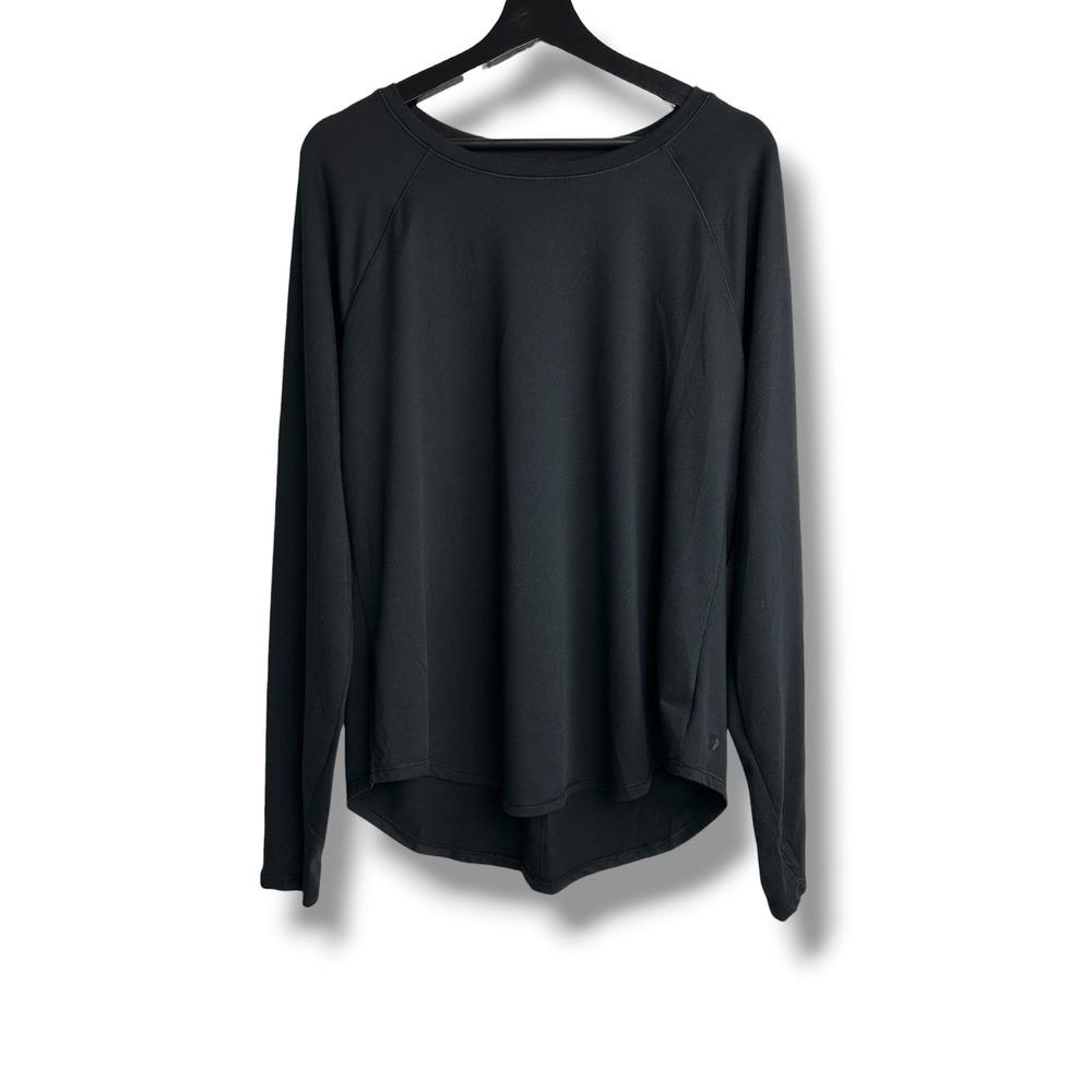 All in Motion Womens XL Black Long‎ Sleeve Activewear Top Raglan Curved Hem